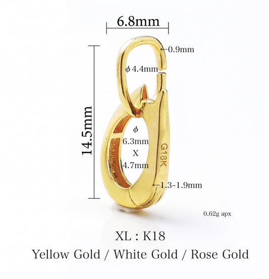 K18YG WG PG【XL】バチカン ワンタッチ イエローゴールド 18K 18金 パーツ 開閉 ネックレスパーツ 繋ぎ ジョイントバチカン スナップ開口