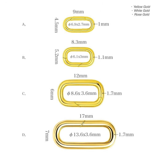 K18YG WG PG クラスプ オーバル チェーンパーツ スナップ開口 18K パーツ バチカン チャーム繋ぎ 18金
