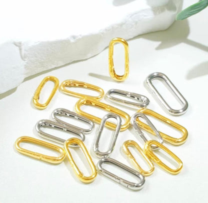 K18YG WG オーバルクラスプ スナップ開口 チャーム 18K コマ チェーンパーツ 留め具 アジャスター 貴金属パーツ バネ式 ジョイント