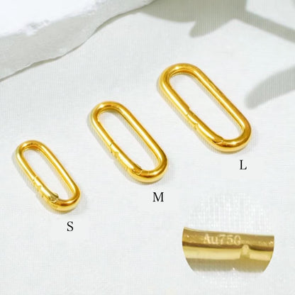 K18YG WG オーバルクラスプ スナップ開口 チャーム 18K コマ チェーンパーツ 留め具 アジャスター 貴金属パーツ バネ式 ジョイント
