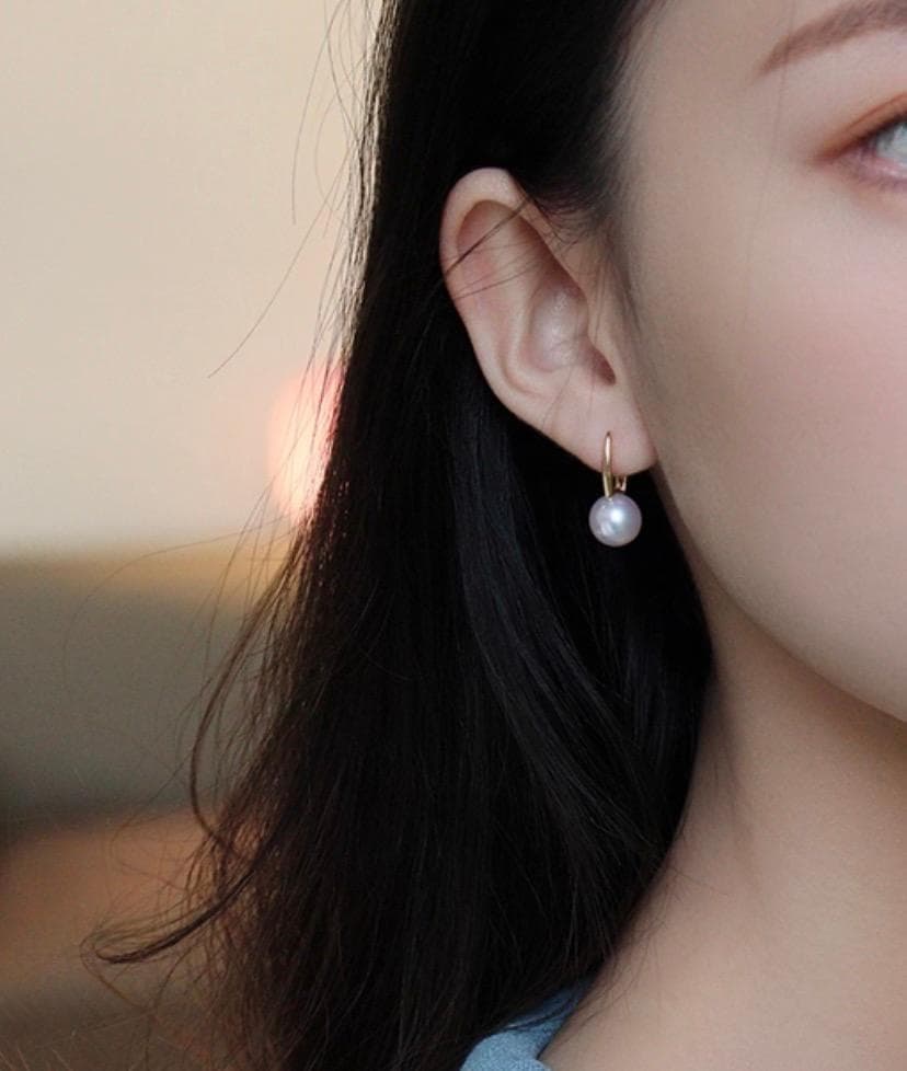 K18YG あこや真珠 花珠 パール リングピアス スクエア アコヤ真珠 18K シンプル 8-8.5mm ~