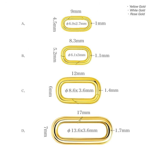 K18YG WG PG クラスプ オーバル チェーンパーツ スナップ開口 18K パーツ バチカン チャーム繋ぎ 18金