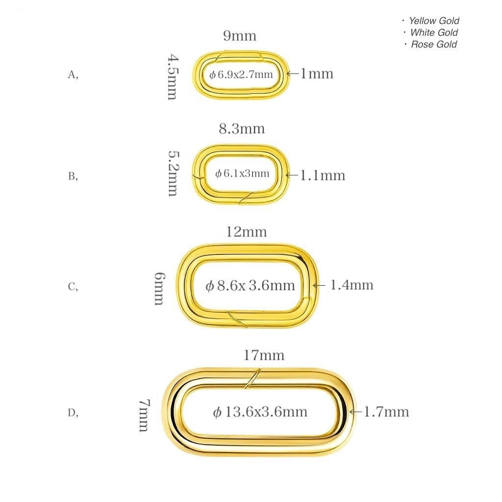 K18YG WG PG クラスプ オーバル 18金 YG イエローゴールド ホワイトゴールド ピンクゴールド 楕円 パーツ チャーム 18K 開口 コマ 繋ぎ チャーム