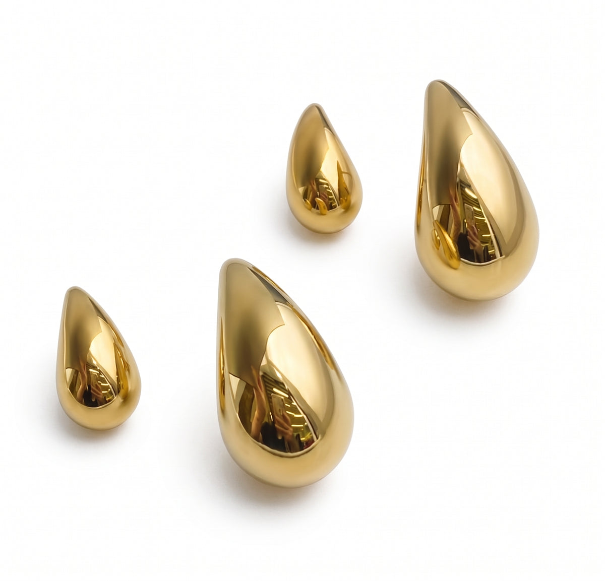 K18YG ぷっくり ティアドロップ スタッドピアス 中空ピアス イエローゴールド 丸い ドロップ型 18K 雫 イタリアンジュエリー