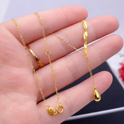 K18YG ３連チャーム ネックレス Y字 イエローゴールド 18K ティアドロップ あずきチェーン 喜平チェーン チャーム 雫 ペンダント